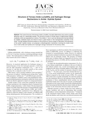 Structure of Ternary Imide Li2ca(NH)2 and Hydrogen Storage