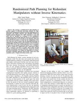 Randomized Path Planning for Redundant Manipulators Without Inverse Kinematics