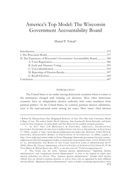 America's Top Model: the Wisconsin Government Accountability Board