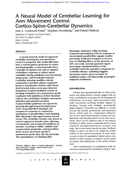 A Neural Model of Cerebellar Learning for Arm Movement Control: Cortico-Spino-Cerebellar Dynamics Jose L