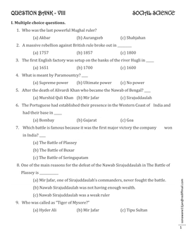 Question Bank - Viii Social Science