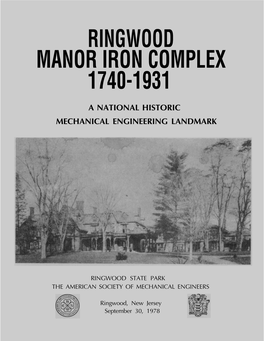 Ringwood Manor Iron Complex 1740-1931