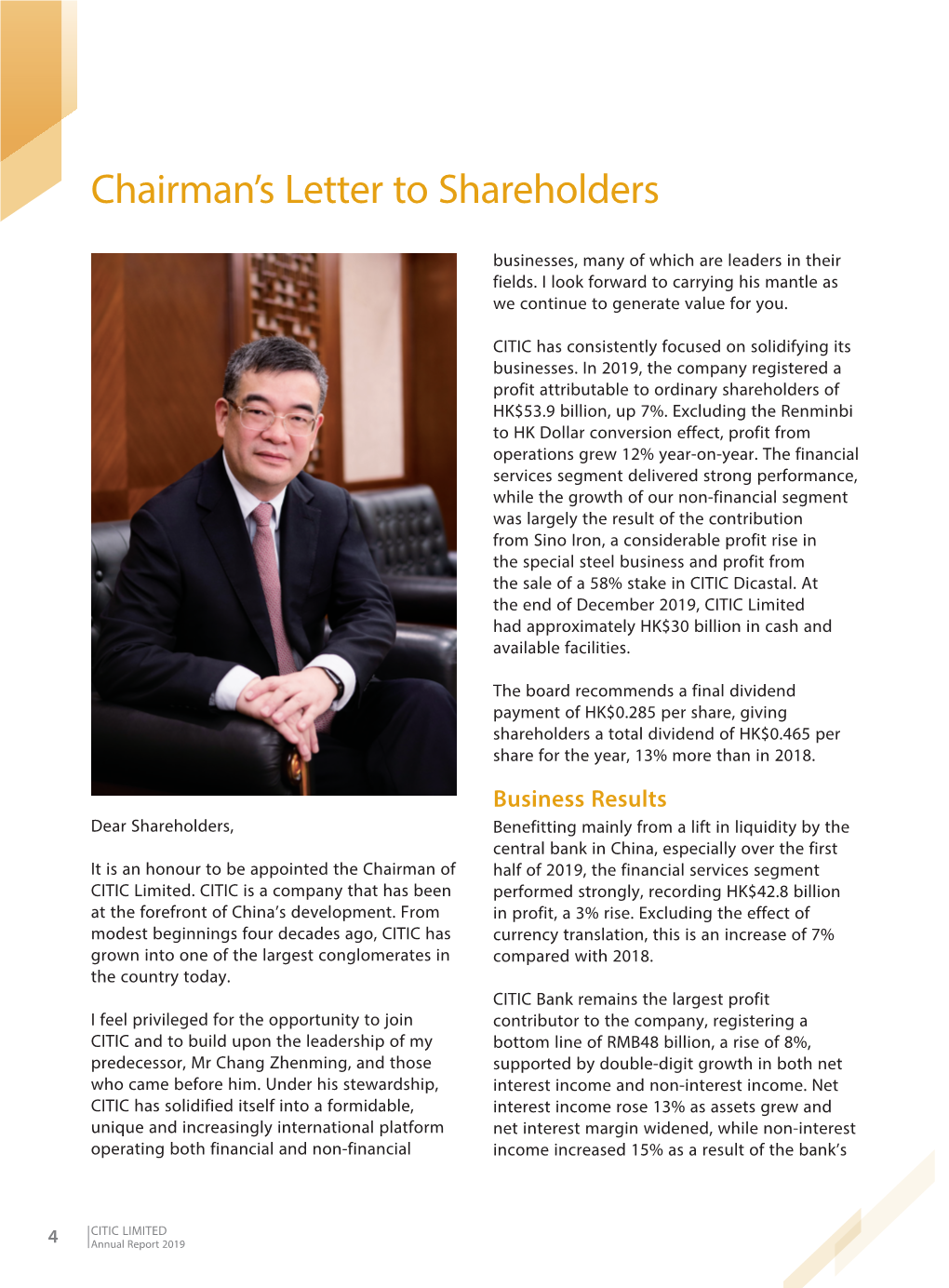 Chairman's Letter to Shareholders