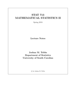Stat 713 Mathematical Statistics Ii