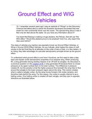 Ground Effect and WIG Vehicles
