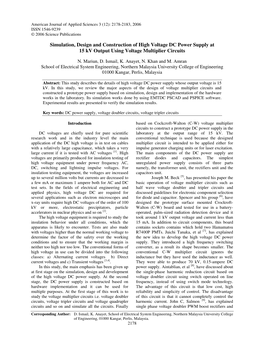 Simulation, Design and Construction of High Voltage DC Power Supply at 15 Kv Output Using Voltage Multiplier Circuits