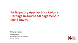 Participatory Approach for Cultural Heritage Resource Management in Small Towns