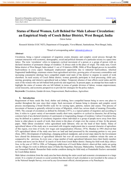 An Empirical Study of Cooch Behar District, West Bengal, India Dulon Sarkar