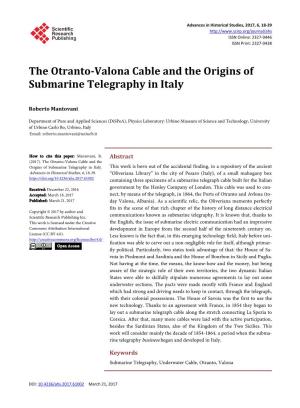 The Otranto-Valona Cable and the Origins of Submarine Telegraphy in Italy