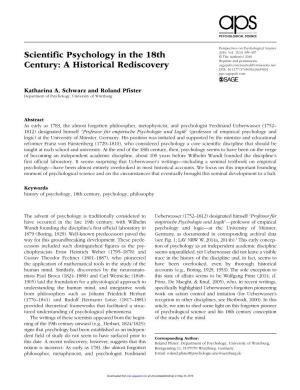 Scientific Psychology in the 18Th Century