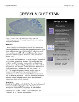 Cresyl Violet Stain January 23, 2013