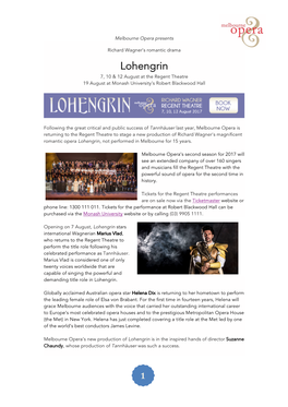 Melbourne Opera Presents LOHENGRIN