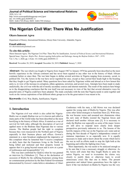 The Nigerian Civil War: There Was No Justification