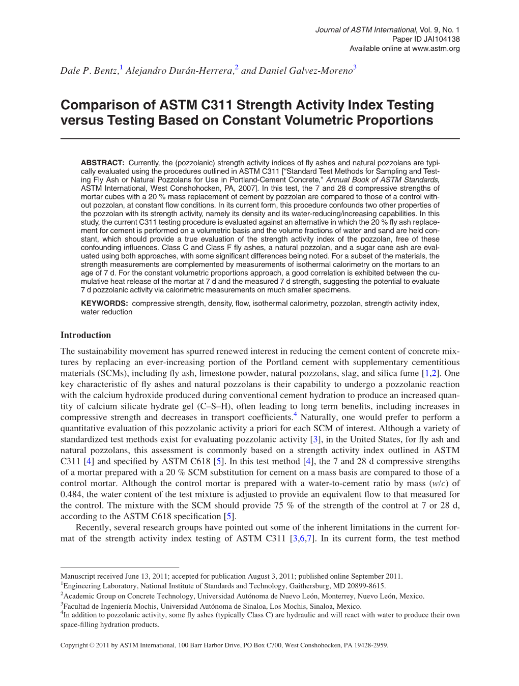 Comparison of ASTM C311 Strength Activity Index Testing Versus Testing Based on Constant Volumetric Proportions