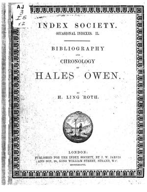 Bibliography and Chronolgoy of Hales Owen