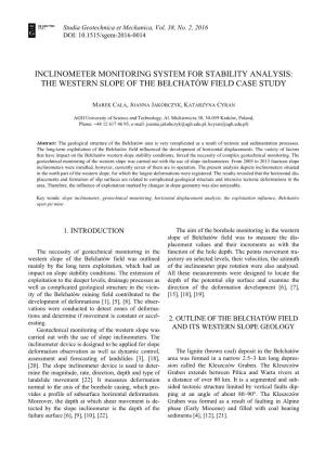 Inclinometer Monitoring System for Stability Analysis: the Western Slope of the Bełchatów Field Case Study