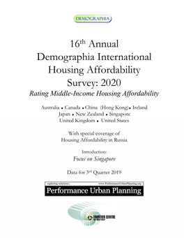 16 Annual Demographia International Housing Affordability Survey: 2020