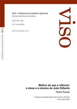 O Show E a Música De João Gilberto Pedro Duarte