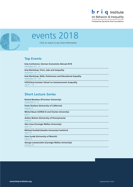 Events 2018 Click on Event to See More Information