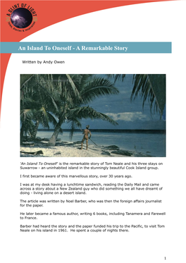 An Island to Oneself - a Remarkable Story