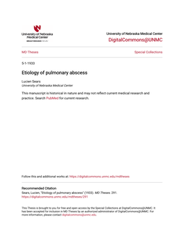 Etiology of Pulmonary Abscess