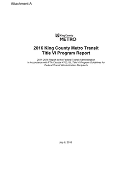 2016 King County Metro Transit Title VI Program Report