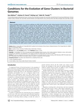 Conditions for the Evolution of Gene Clusters in Bacterial Genomes