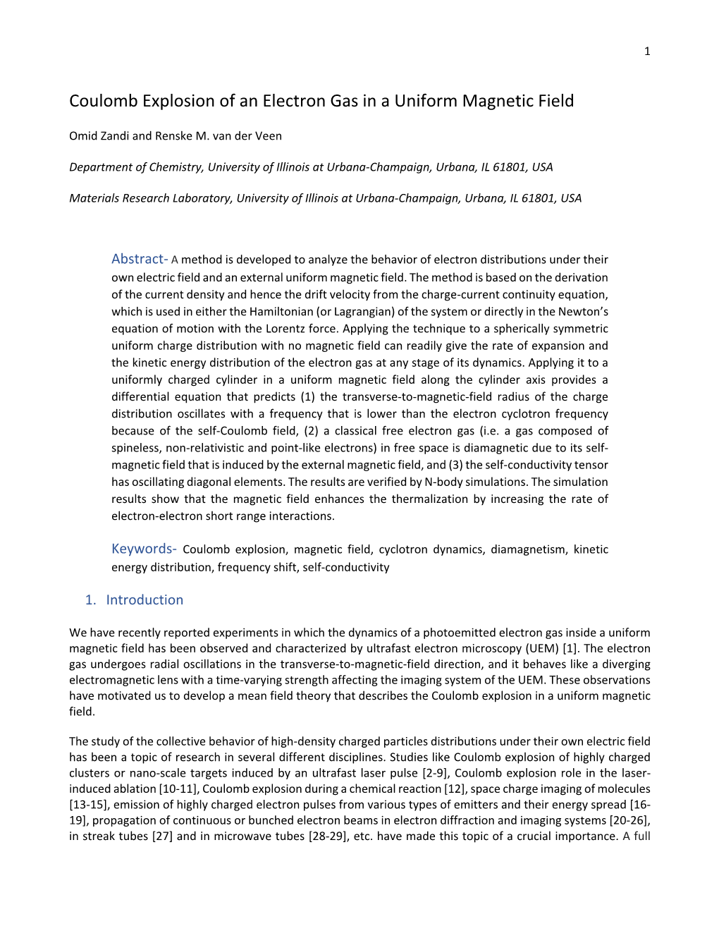 Coulomb Explosion of an Electron Gas in a Uniform Magnetic Field