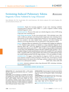 Swimming-Induced Pulmonary Edema Diagnostic Criteria Validated by Lung Ultrasound