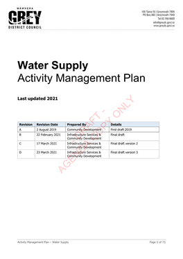 Water Supply Activity Management Plan