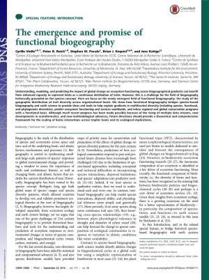 The Emergence and Promise of Functional Biogeography Cyrille Viollea,B,1, Peter B