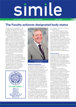 The Faculty Achieves Designated Body Status