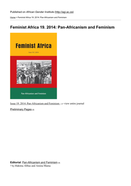 Feminist Africa 19. 2014: Pan-Africanism and Feminism