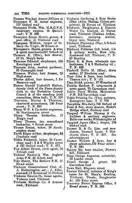 O434 THO 'Fhoma.S Wm.Ha.Ir Dresser,30Cross St 'Rilehurst Outfitting & Boot Storea Thompson FM Motor Engineer