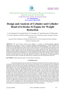 Design and Analysis of Cylinder and Cylinder Head of 6-Stroke Si Engine for Weight Reduction
