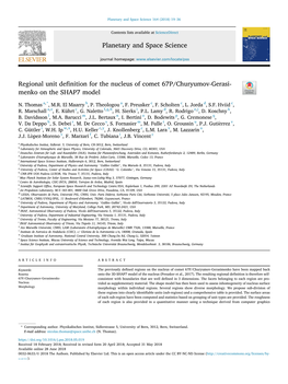 Regional Unit Definition for the Nucleus of Comet 67P/Churyumov-Gerasimenko on the SHAP7 Model