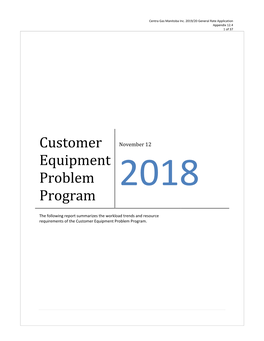 Customer Equipment Problem Program