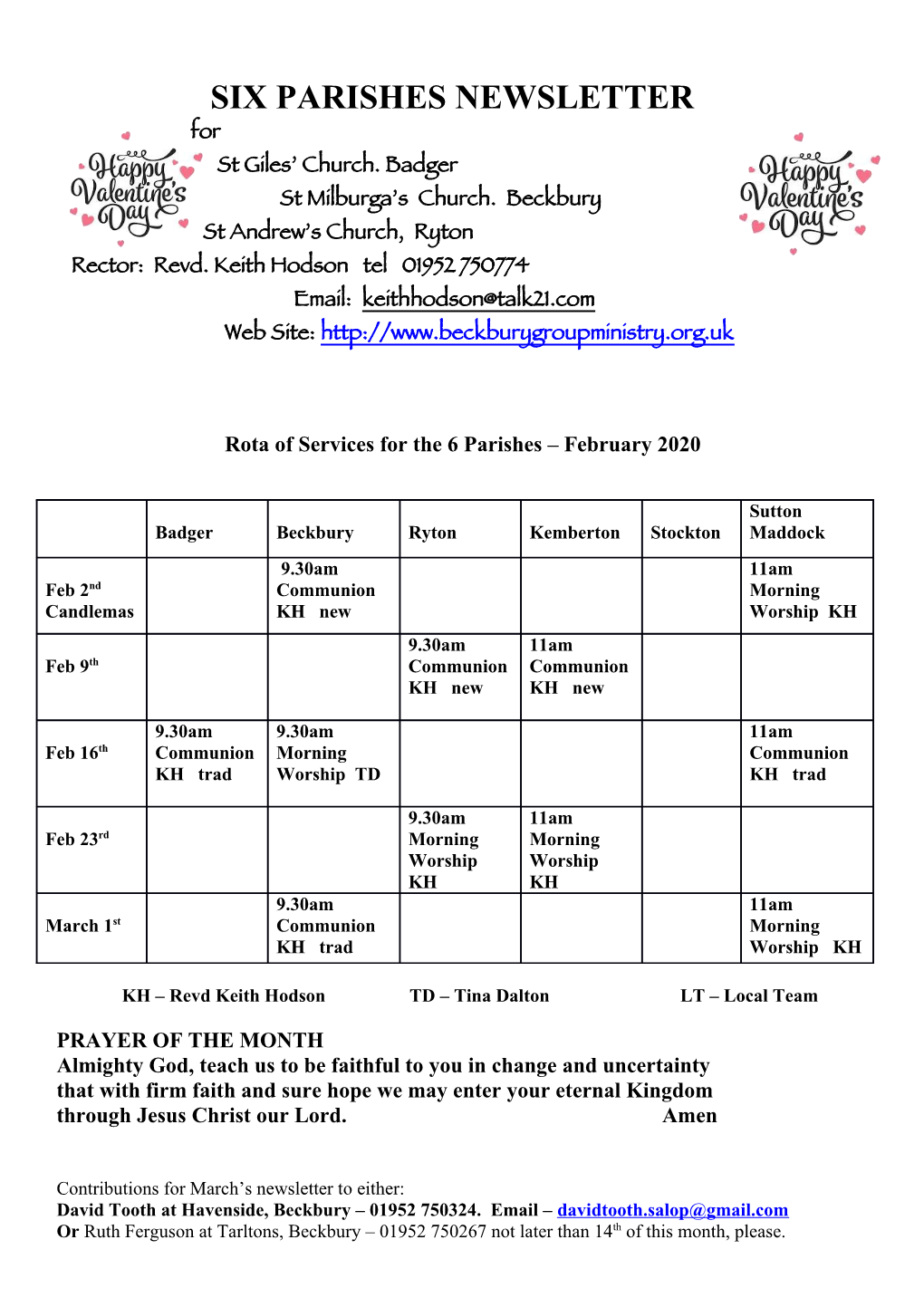 SIX PARISHES NEWSLETTER for St Giles’ Church