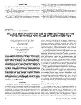 Enhancing Development of Improved Rootstocks by Tissue Culture Propagation and Field Performance of Selected Rootstocks