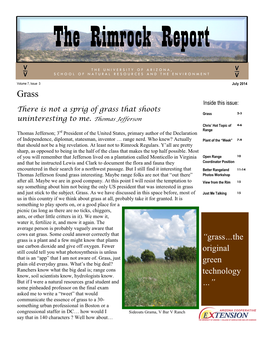 Grass Inside This Issue: There Is Not a Sprig of Grass That Shoots Grass 2-3 Uninteresting to Me