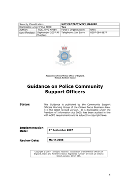 ACPO Guidance on Police Community Support Officers (Pcsos)