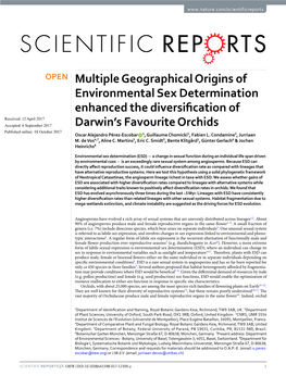 Multiple Geographical Origins of Environmental Sex Determination