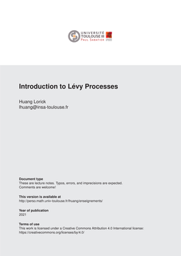 Introduction to Lévy Processes