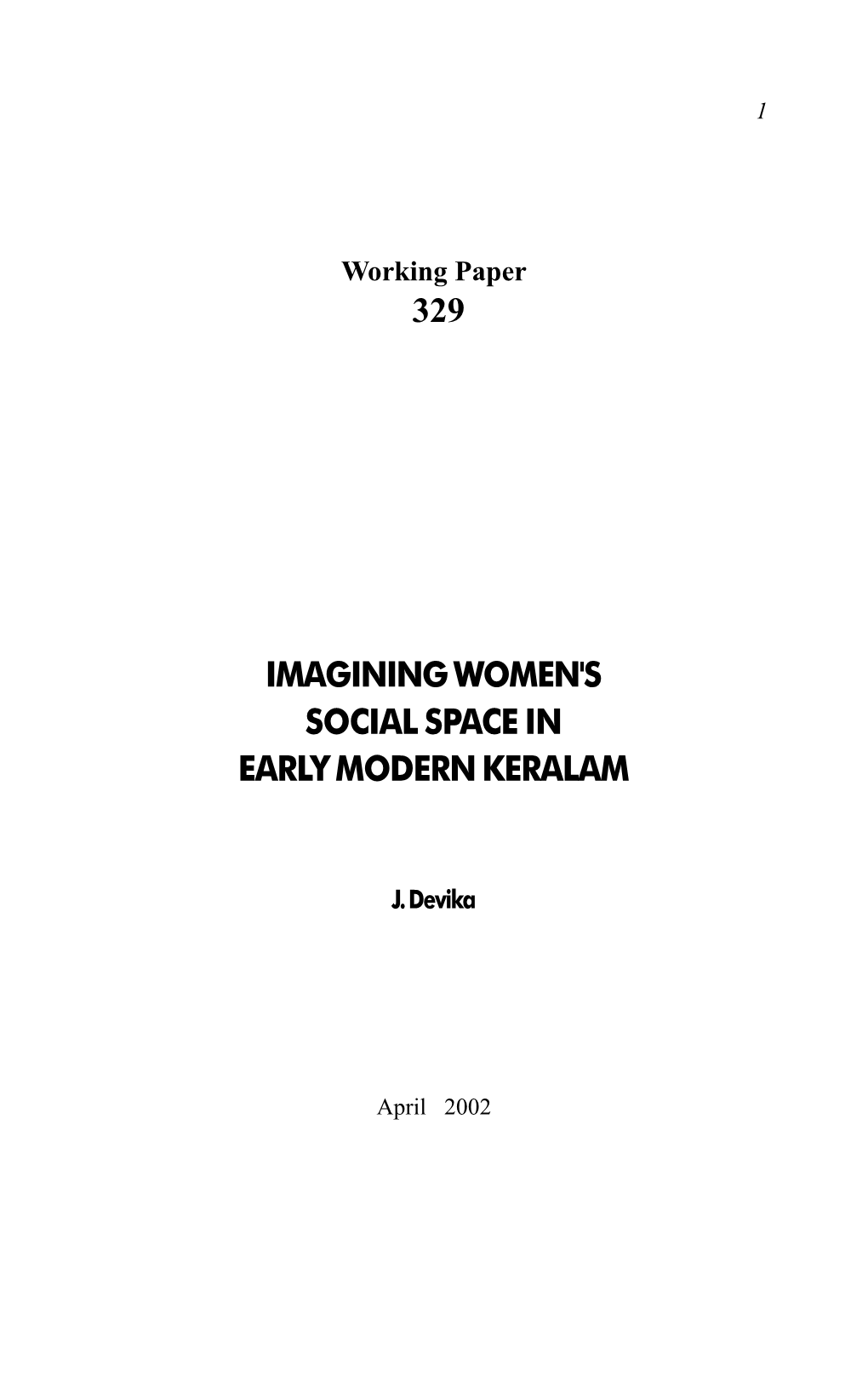 329 Imagining Women's Social Space in Early Modern Keralam