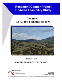 Rosemont Copper Project Updated Feasibility Study Pima County, Arizona, USA