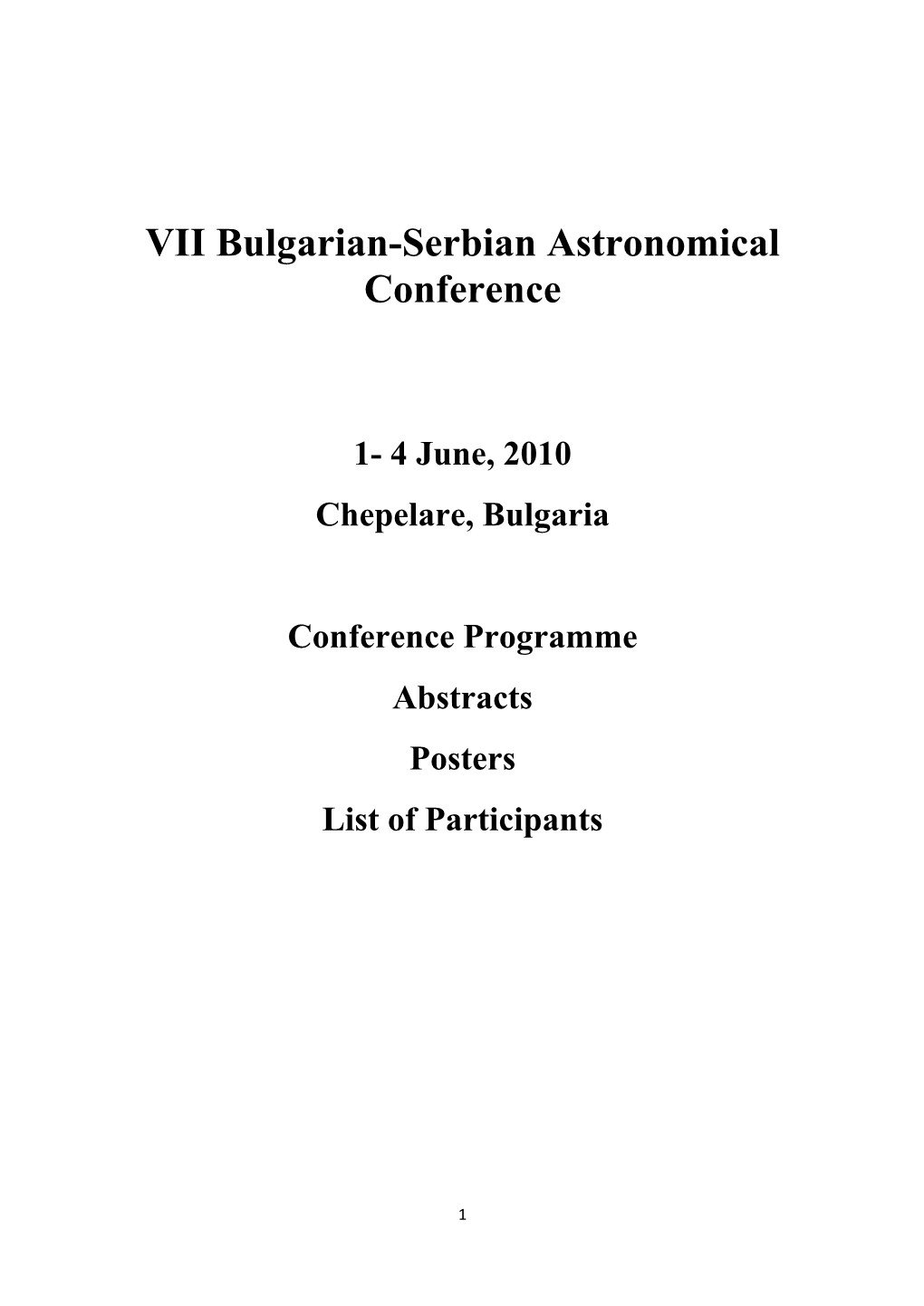 VII Bulgarian-Serbian Astronomical Conference