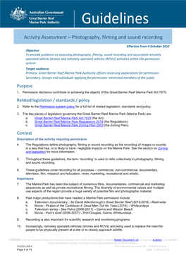 Photography, Filming and Sound Recording Guidelines