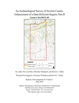 An Archaeological Survey of Newton County: Enhancement of a Data Deficient Region, Part II Grant # 18-15FFY-05