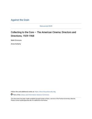 The American Cinema: Directors and Directions, 1929-1968