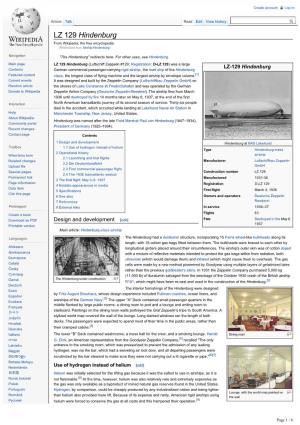 LZ 129 Hindenburg from Wikipedia, the Free Encyclopedia (Redirected from Airship Hindenburg)